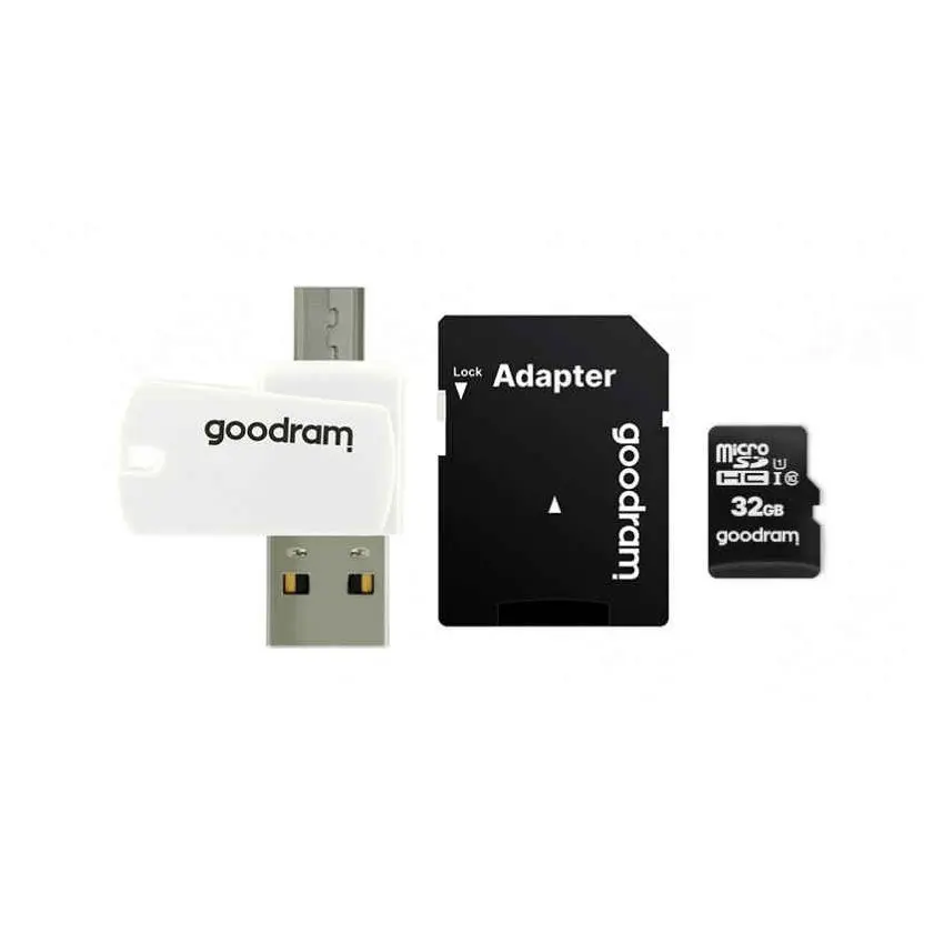 Goodram 32 GB microSD-minnekort med SD-adapter og OTG-kortleser