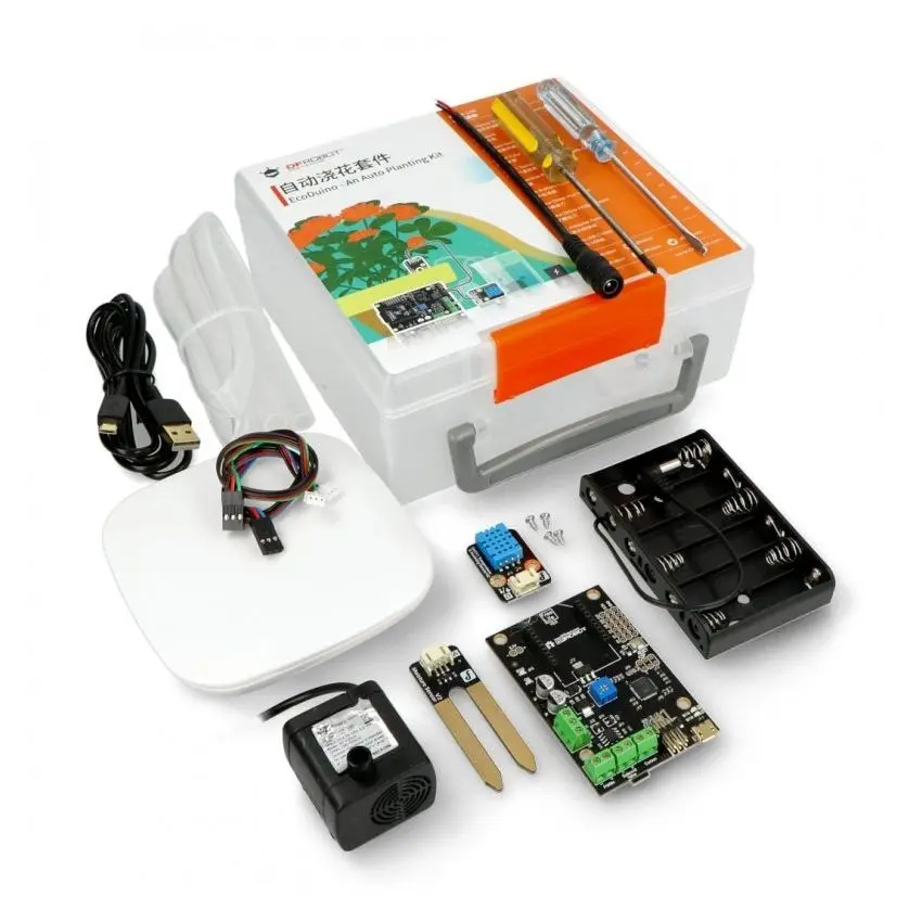 Sett for automatisk plantevanning med Arduino, pumpe og sensorer – visning 1