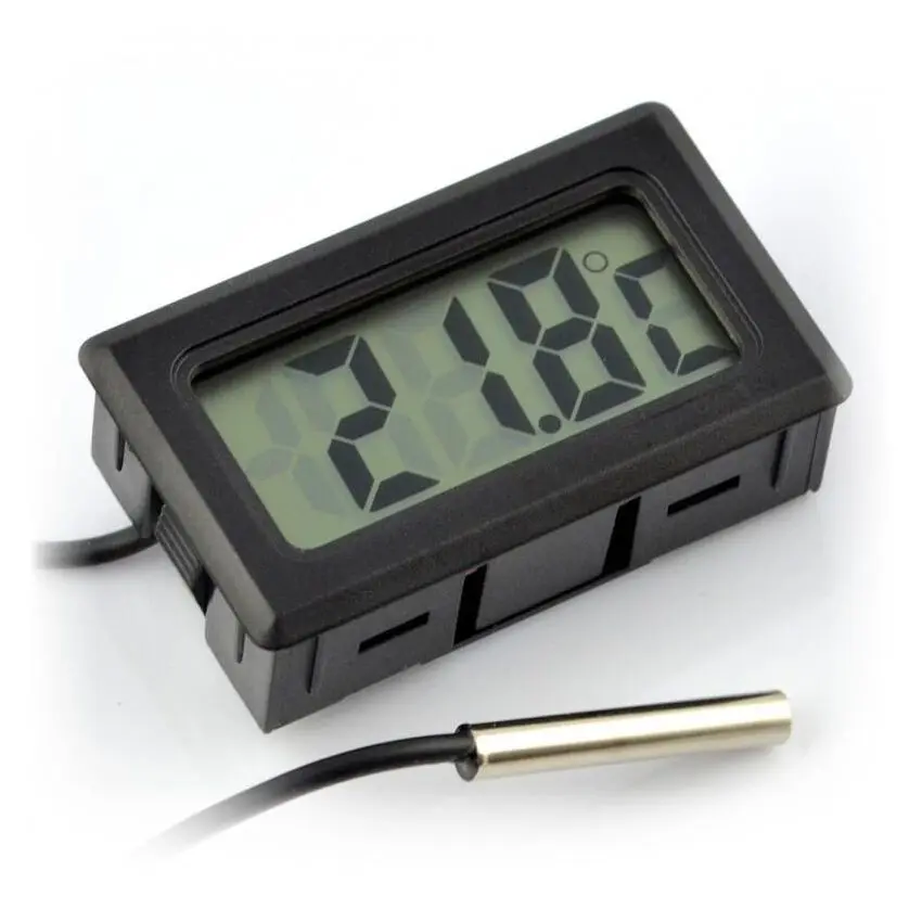 Paneltermometer lcd display svart
