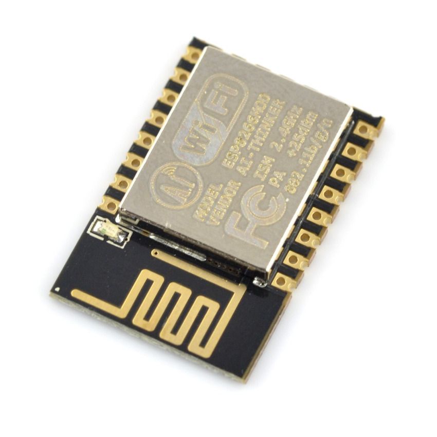 ESP8266 WiFi-modul med integrert PCB-antenne og synlige kontaktpinner