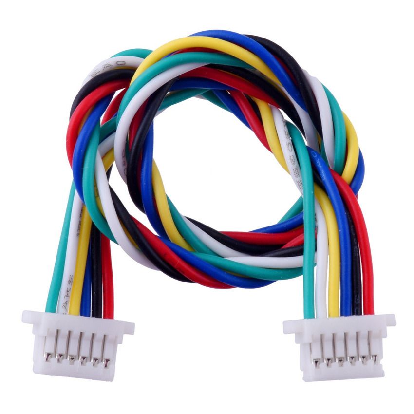 JST SH-kabel med to 6-pole hunnkontakter og flerfargede ledninger