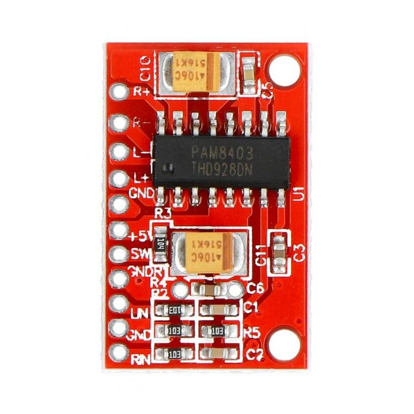 PAM8403 stereoforsterker 5V, 2x3W, for små høyttalere – visning 1