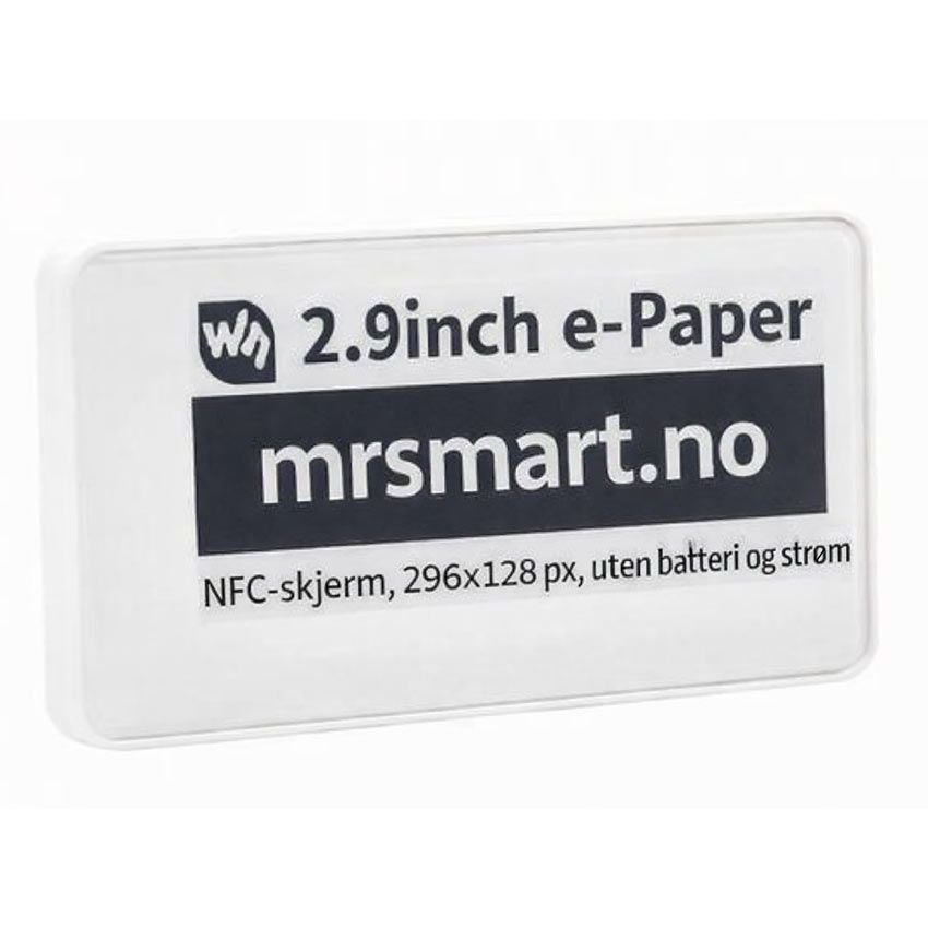 E-paper 2,9" NFC-skjerm, 296×128 px, uten batteri og strøm – visning 1