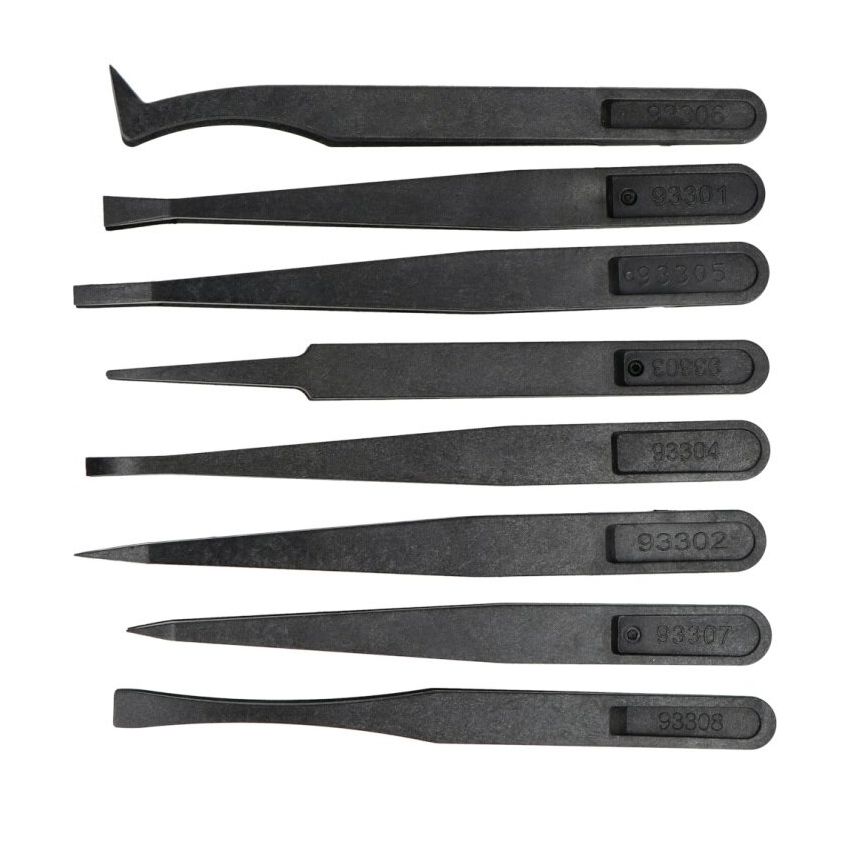 Antimagnetisk plastpinsettsett, 8 stk med forskjellige spisser – visning 1