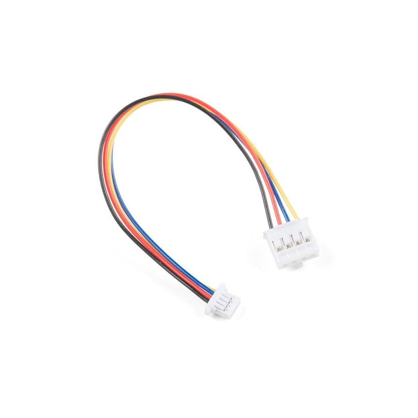 Qwiic til Grove I2C-adapterkabel med fire fargede ledere og kontakter i begge ender
