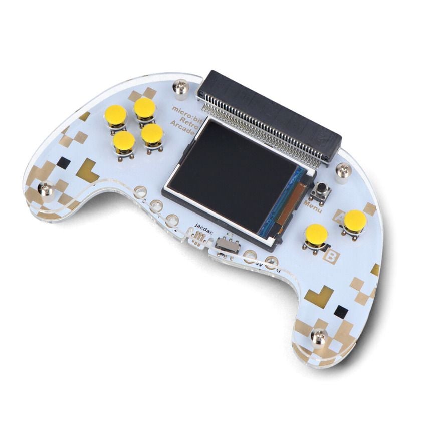 Retro spillkonsoll for micro:bit med TFT-skjerm og fargede spillknapper