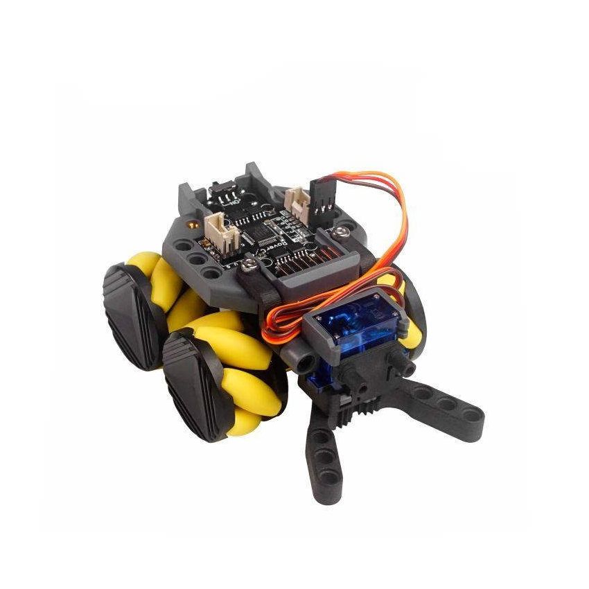 Robotplattform med fire hjul, styrekort og montert gripemekanisme