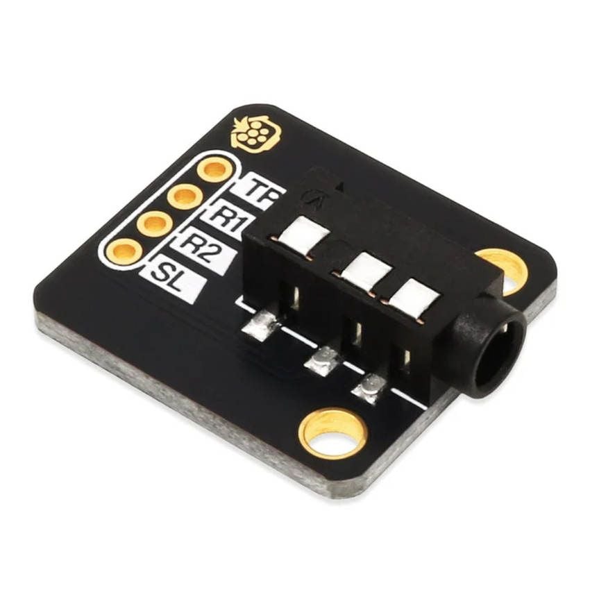 TRRS 3,5 mm jackmodul med synlig 2,54 mm loddefelt og kontaktpunkter