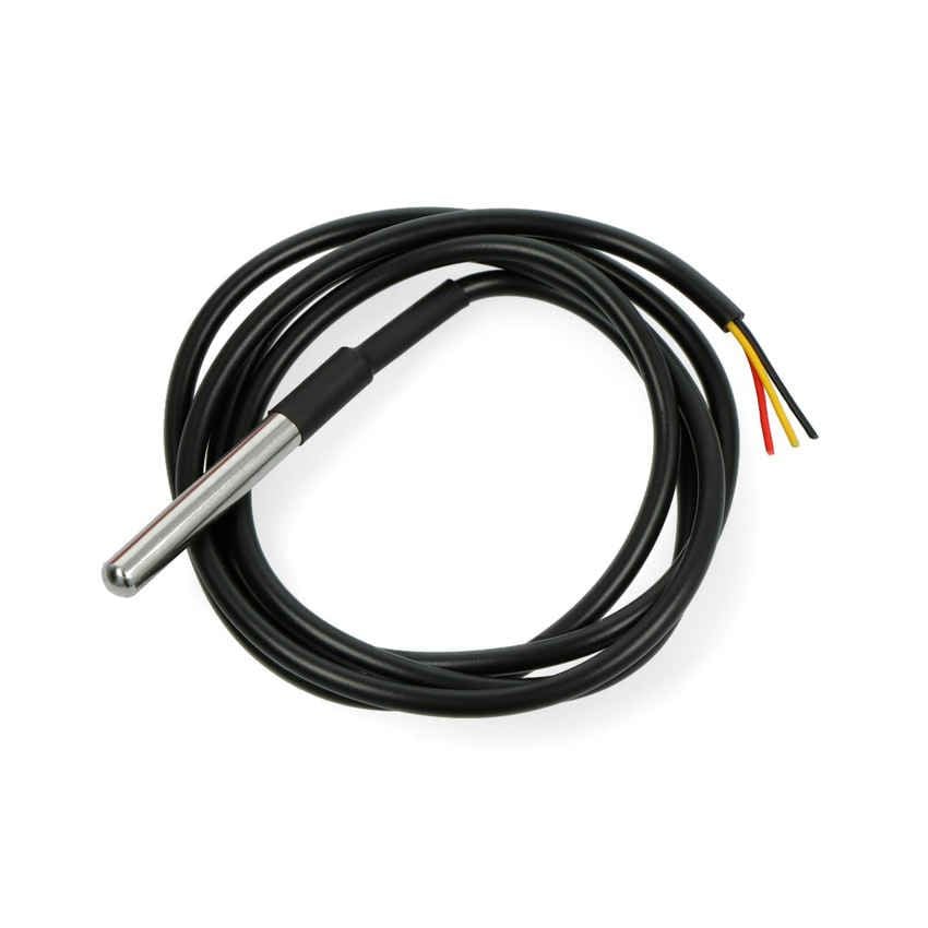 Vanntett temperatursonde med én meter kabel og synlige ledningsender