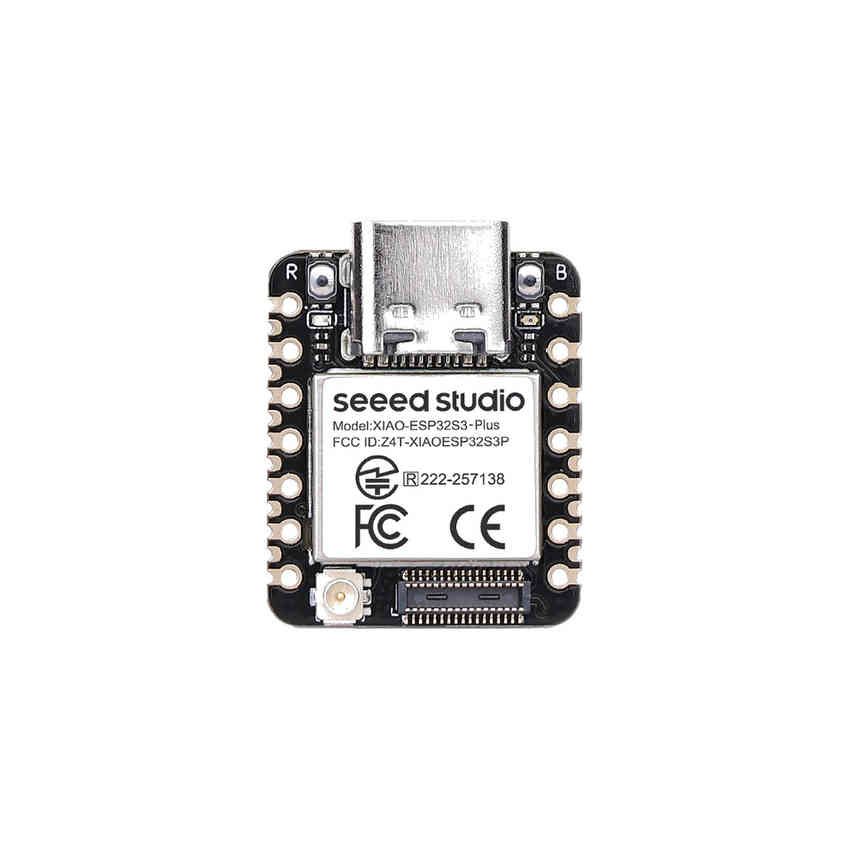 Seeed Studio XIAO ESP32-S3 Plus utviklingskort sett forfra med USB-C-kontakt