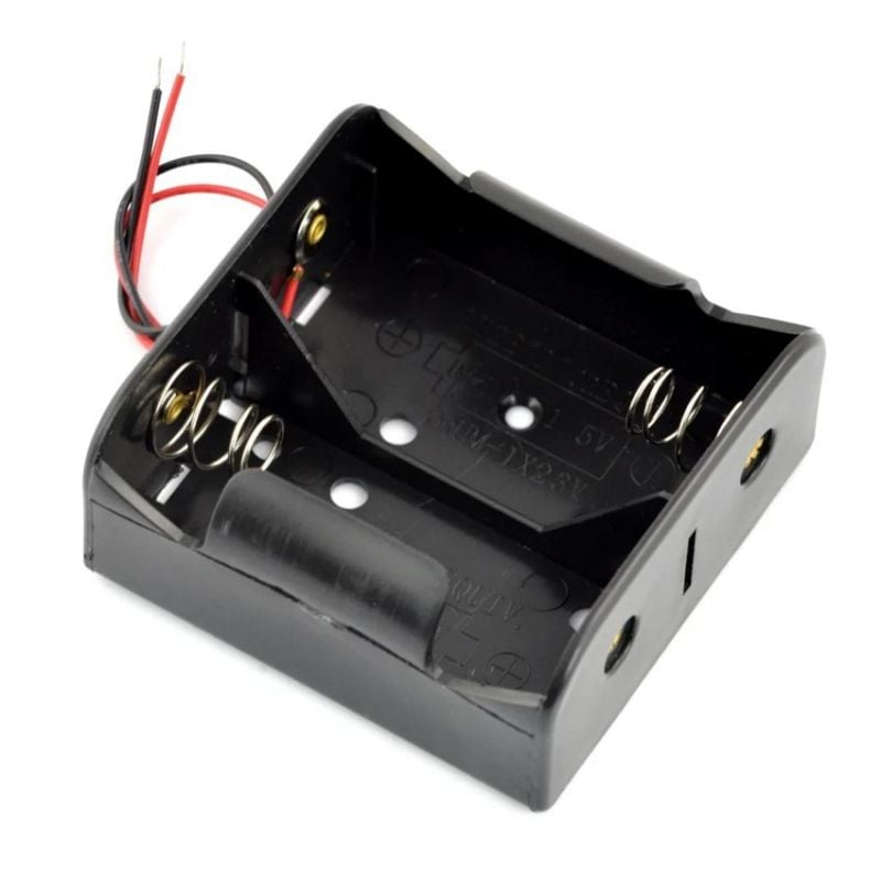 Batteriholder for 2 stk. D-batterier (R20), med ledninger