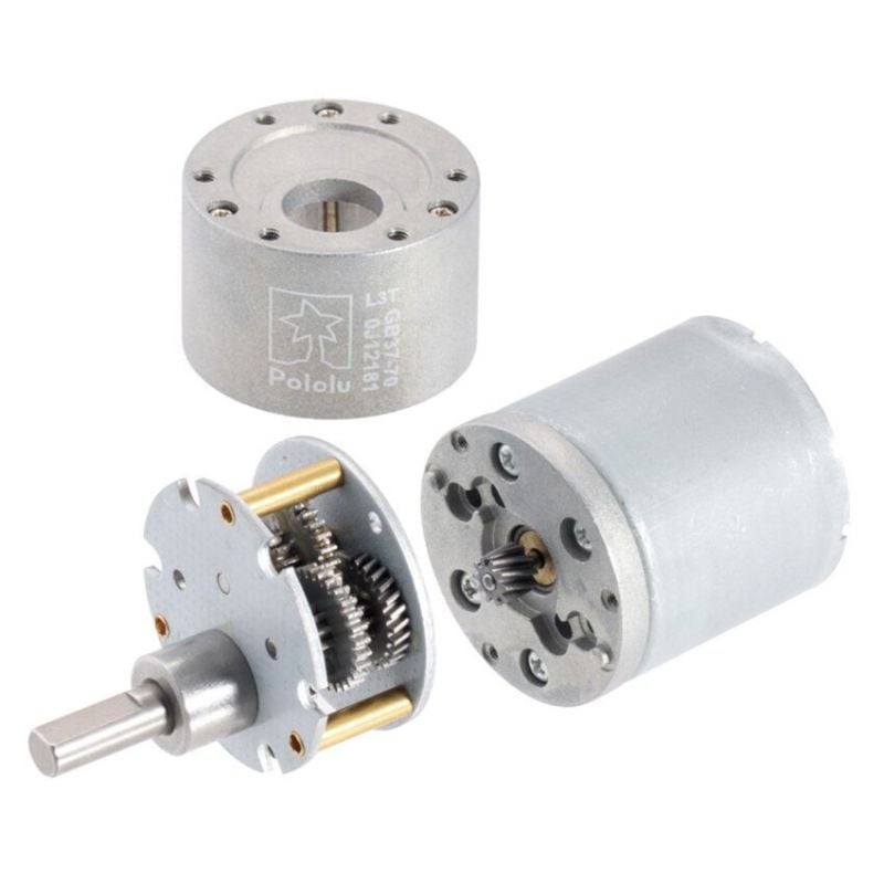 DC-motor med gir 10:1, 12-24V 1000 RPM, metallgir, 37×50 mm