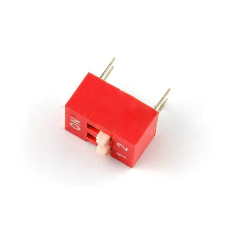 DIP-bryter 2-polet rød - 2,54 mm - 5 stk