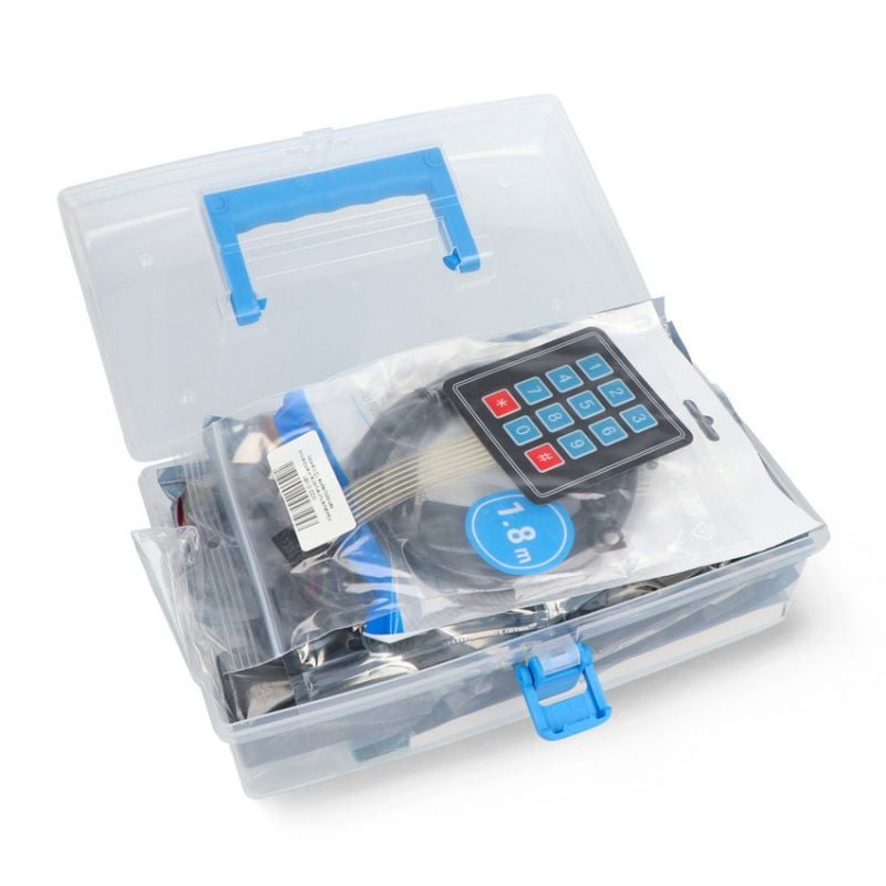 Elektronikkstartsett med Raspberry Pi Pico 2, koblingsbrett, sensorer og ledninger