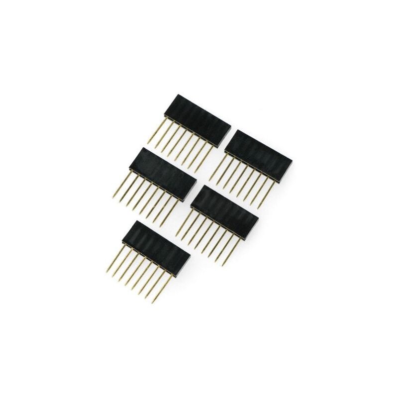 Forlenget hunnkontakt 1x8 raster 2,54mm for Arduino, 5 stk.