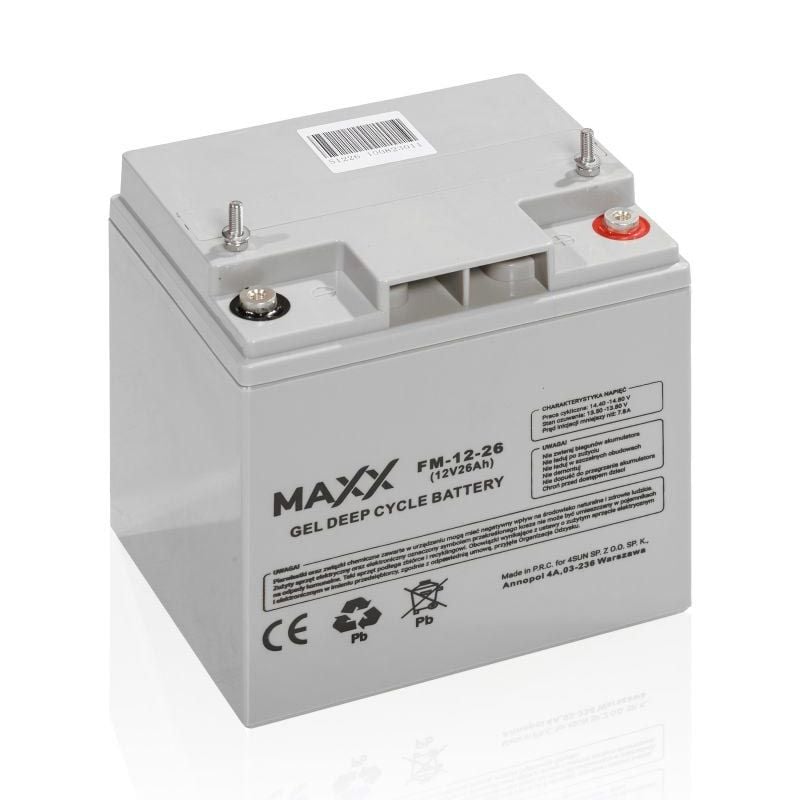 Gel batteri 12V 26Ah, Deep Cycle