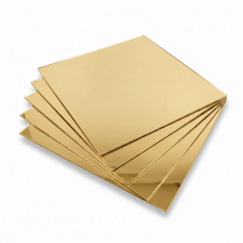 Gull speilpleksiglass 2mm – 200×200mm, 5 stk., PMMA akryl