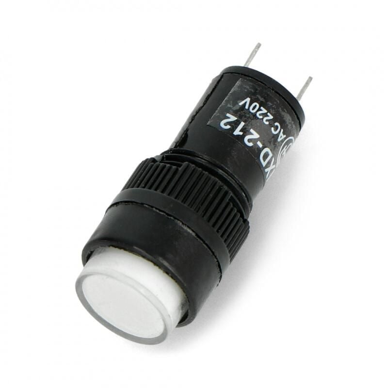 Hvit signallampe 230V AC, 12mm indikatorlys