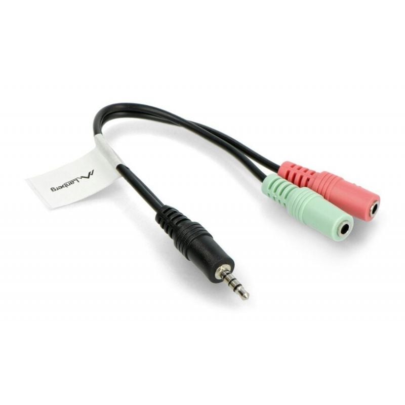 Jack 3,5mm splitter – adapter til hodetelefoner og mikrofon 20cm
