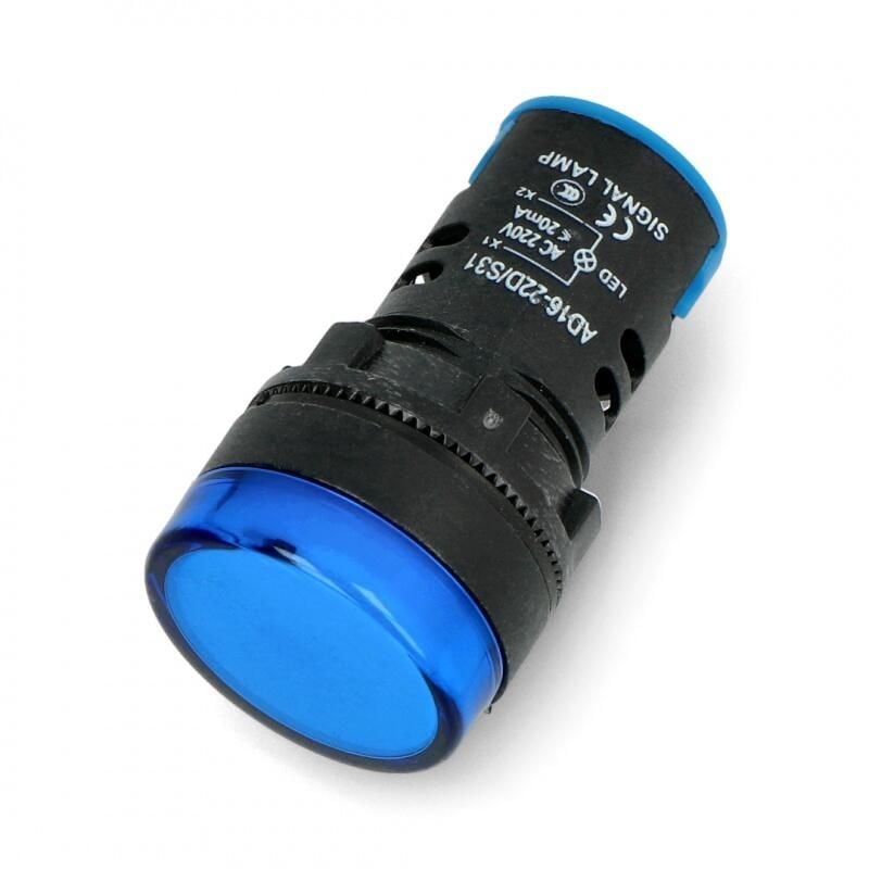 Kontrollampe 230V AC 28mm blå