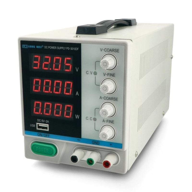 Laboratoriestrømforsyning, LongWei PS3010-DF, 0-30V, 10A