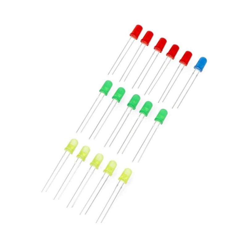LED-dioder 5 mm, assortert farge, 16 stk