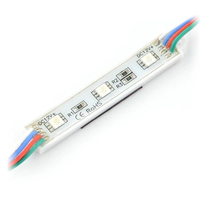 Modul 3x LED SMD5050, RGB, 12V, IP65, utendørs belysning