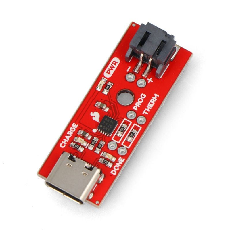 LiPo-lader med USB-C-inngang og kontakt for ett batteri