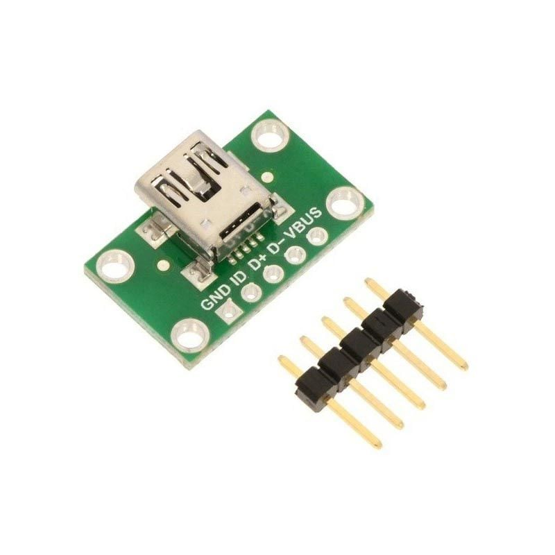 MiniUSB type B breakout-modul til koblingsbrett, 5-pinners