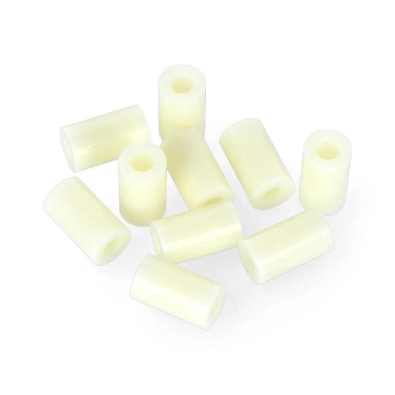 Nylon avstandsstykker 12mm, pakke med 10 stk.