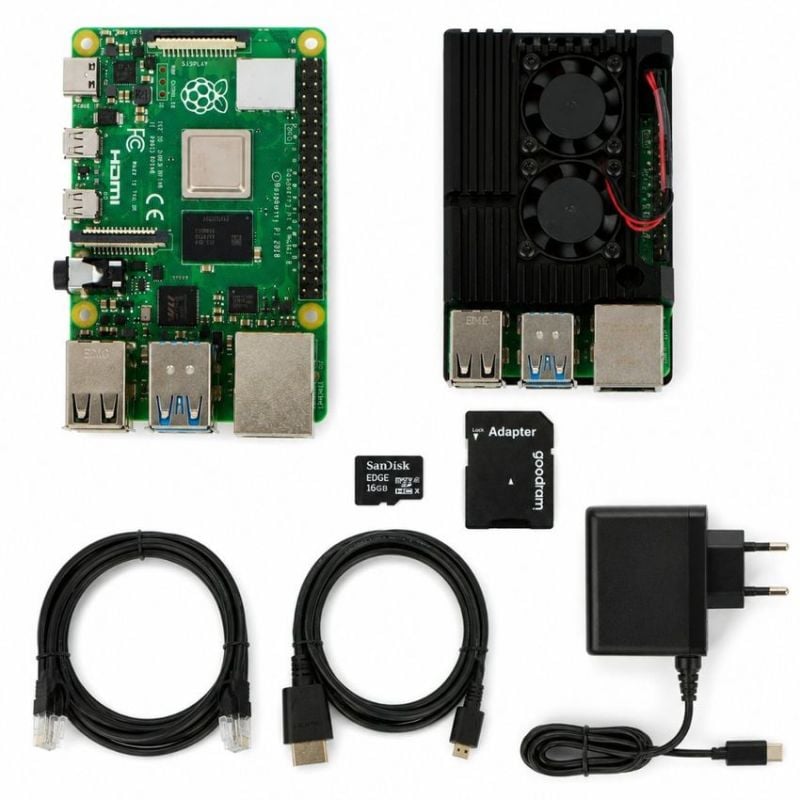 Raspberry Pi 4B startsett 4GB RAM med 32GB microSD og kabinett