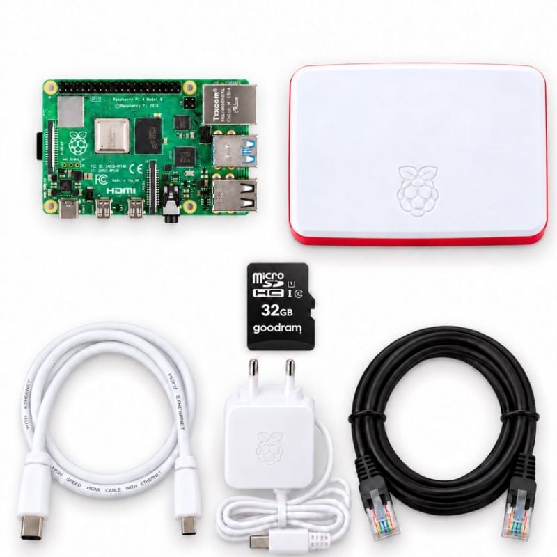 Raspberry Pi 4B Starter KIT, 8 GB RAM og 32 GB microSD