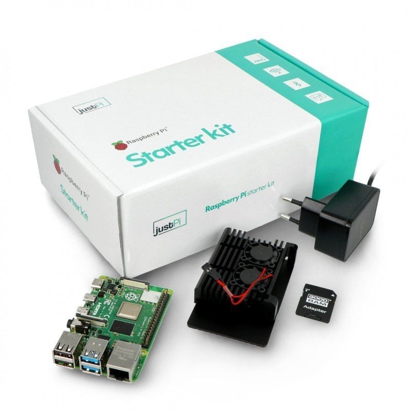 Raspberry Pi 4B KIT - WiFi 2GB RAM, 32GB microSD, kabinett 2x vifter og tilbehør