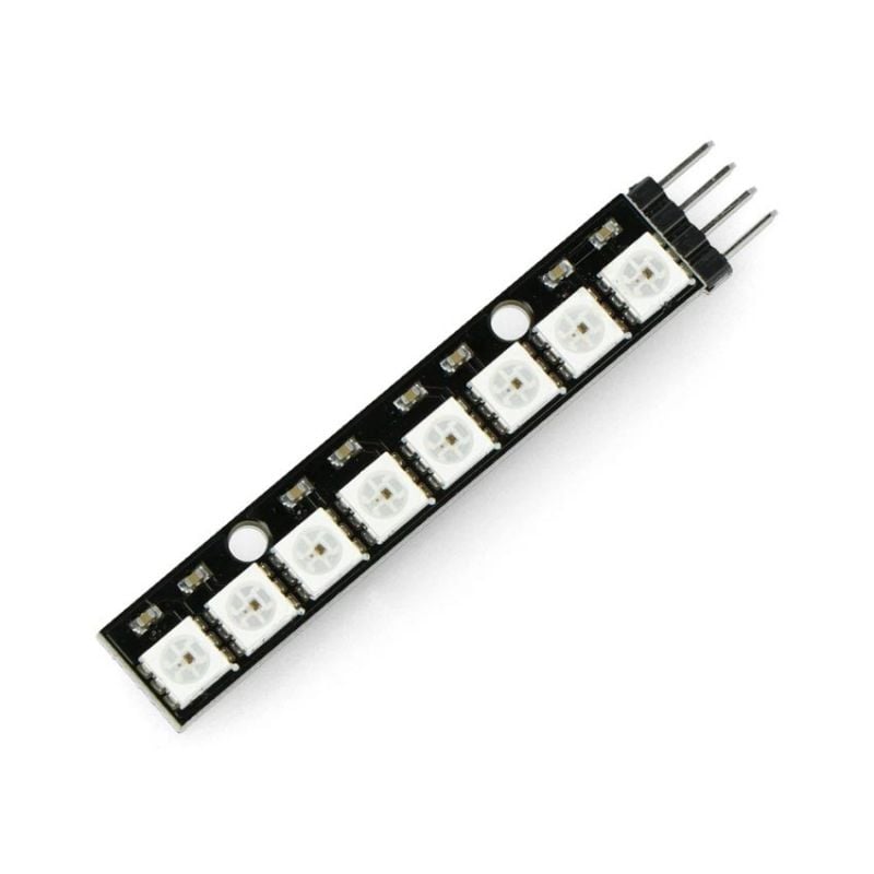 RGB LED-stripe WS2812B med 8 adresserbare dioder, 53mm med loddet kontakter
