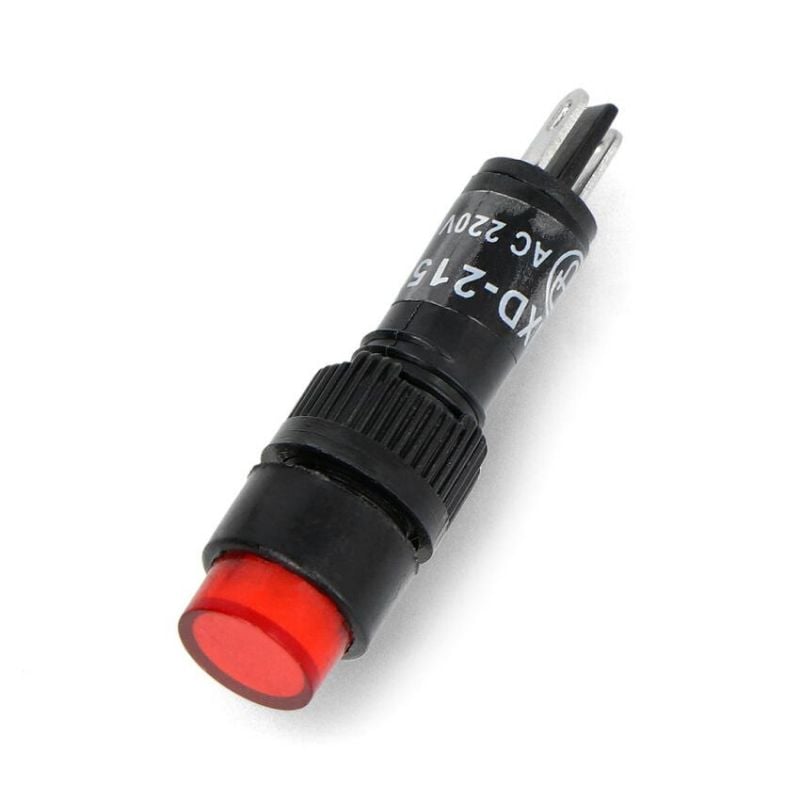Signallampe 230V AC 8mm rød - kontrollampe for tavler og automatisering