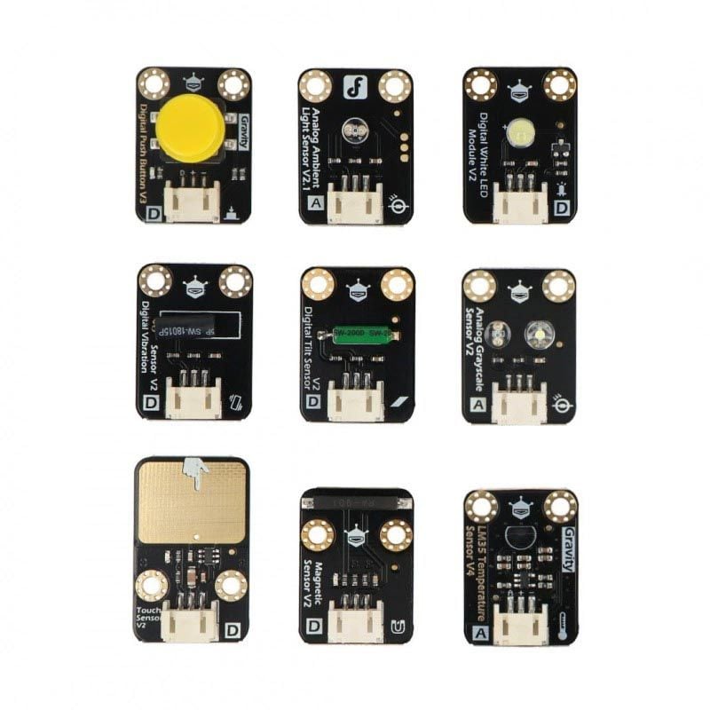 Digitale og analoge moduler for Arduino, 9 sensormoduler fra DFRobot