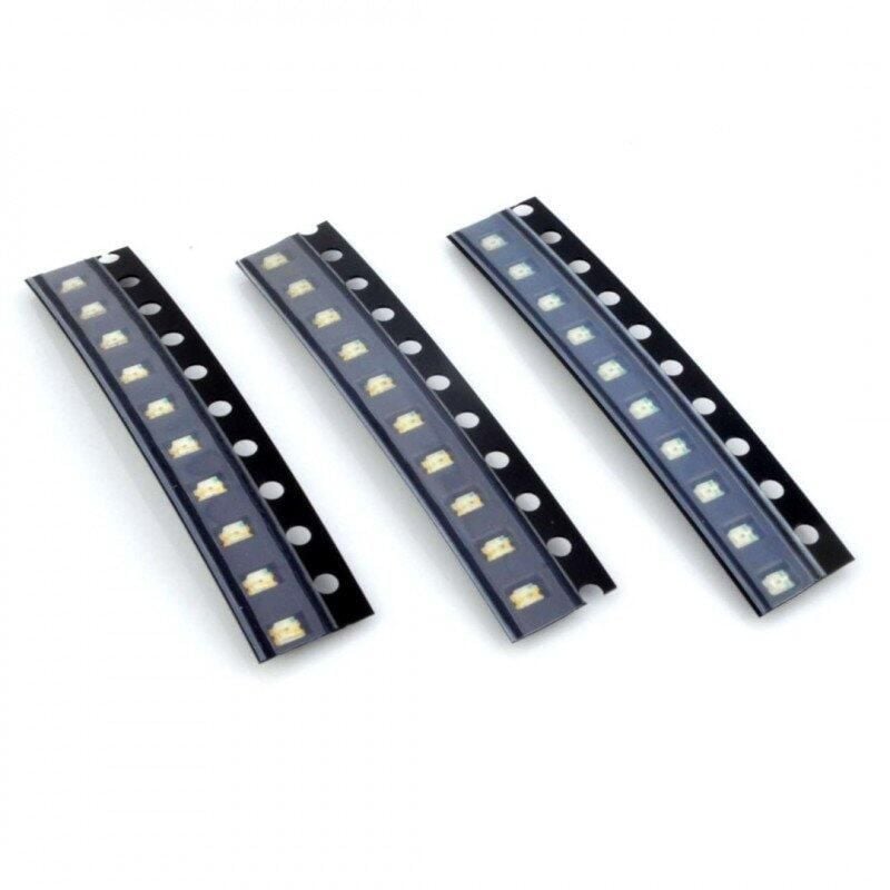 SMD 0805 LED-sett, 30 stk. med røde, gule og grønne dioder