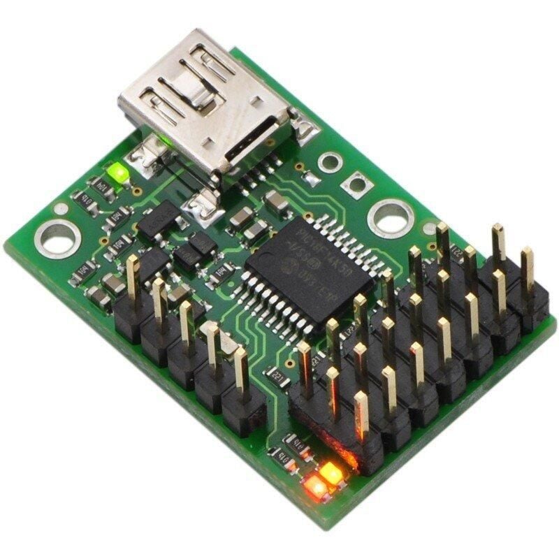 USB-servokontroller med 6 kanaler, UART og skriptstyring