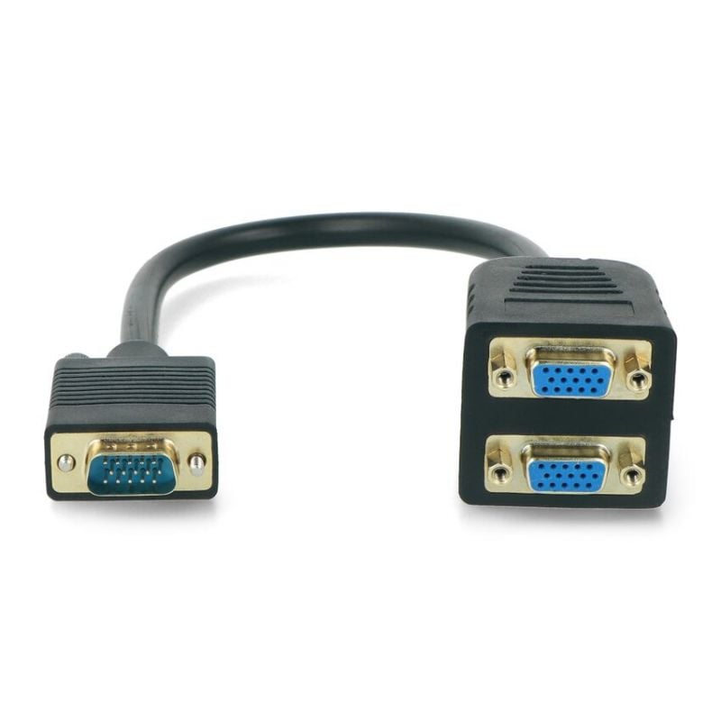VGA-adapter 1× hann til 2× hunn, 200 mm, 1920×1080