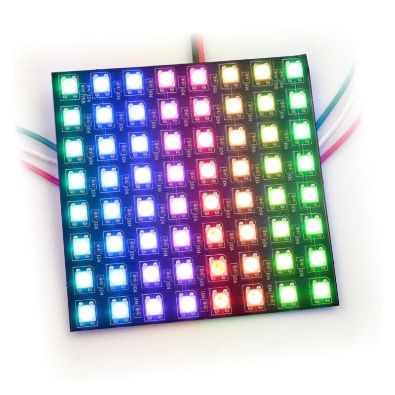 RGB-matrise fleksibel 8×8 WS2812B – 64 individuelt adresserbare LED-er