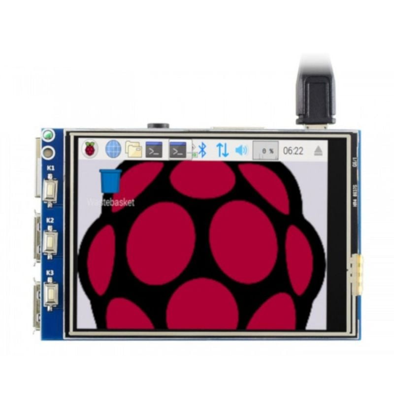 3,2-tommers TFT-ber&oslash;ringsskjerm med Raspberry Pi-grensesnitt og vist skjermbilde