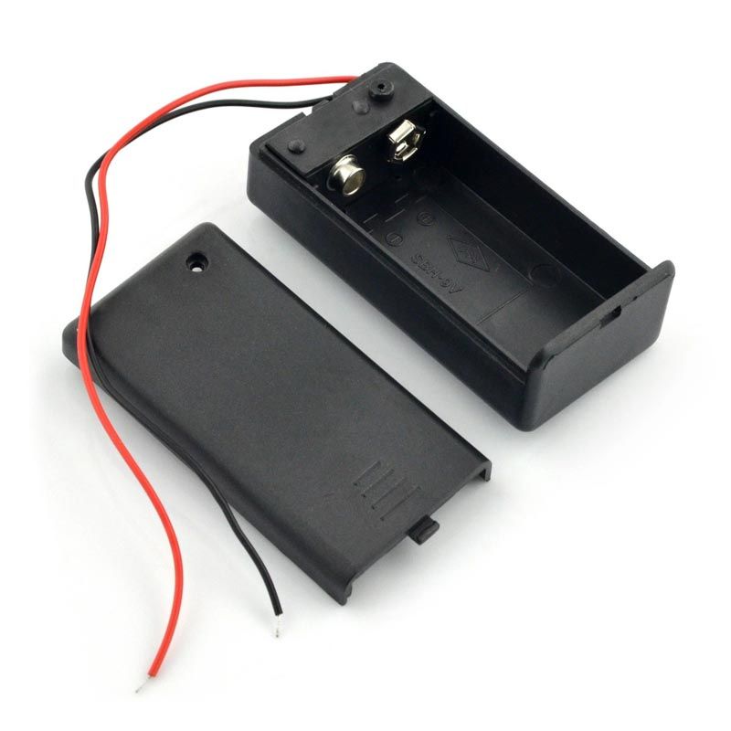 Batteriboks 9V (6F22) med lokk og bryter