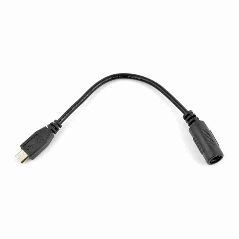 Adapter med micro-USB-plugg og 5,5/2,1 mm-hunnkontakt