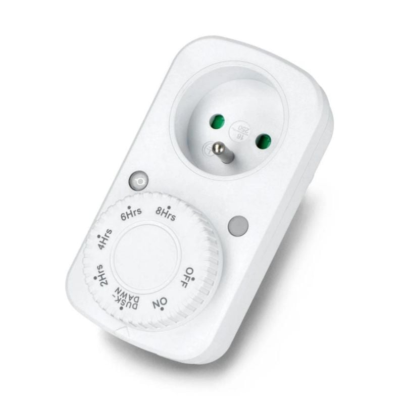 Analog timer med skumringssensor, 230V 16A 3600W, døgnbryter