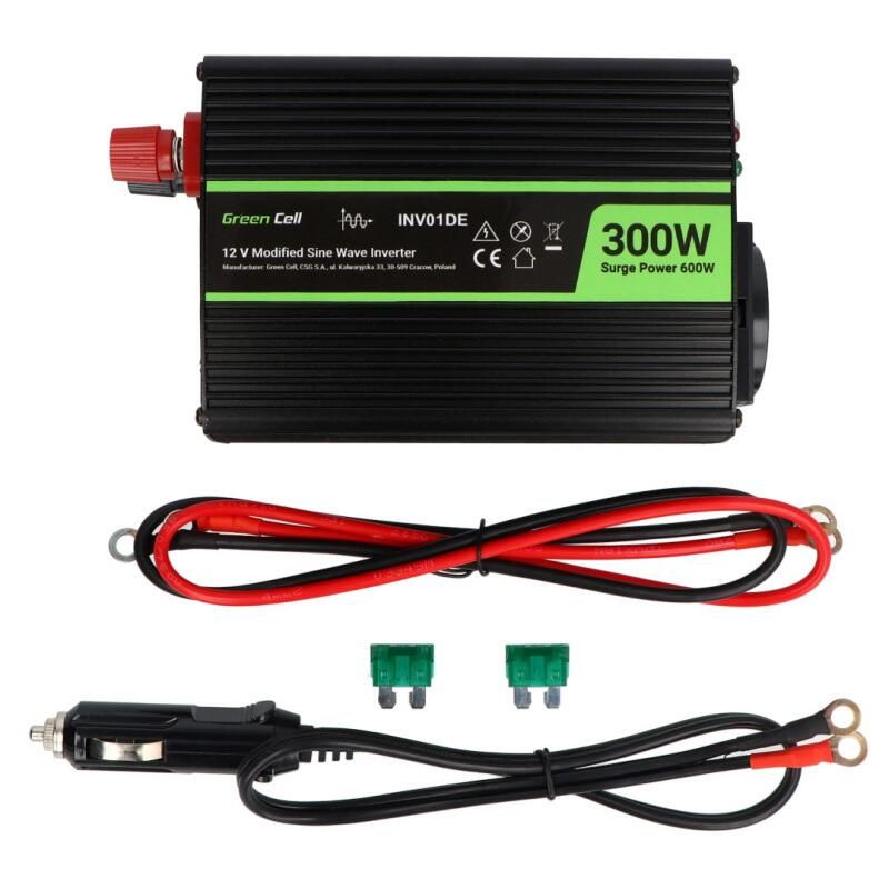 Strømomformer DC/AC Green Cell 12V/230V, 300W/600W, modifisert sinusbølge