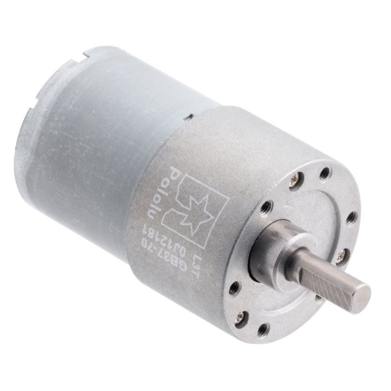 DC-girmotor med synlig utgående aksel og frontflens
