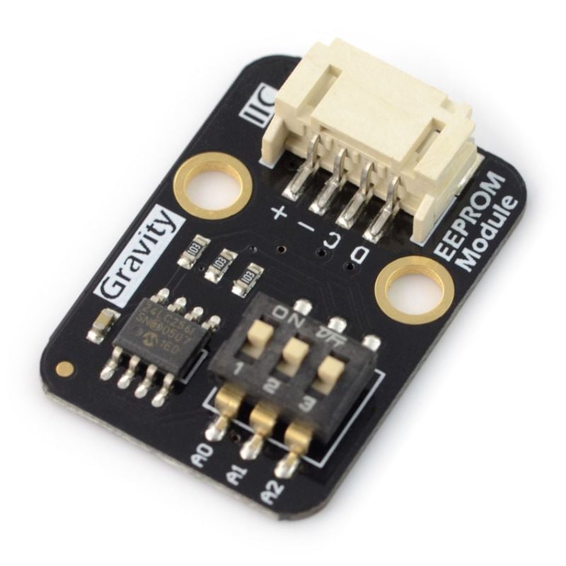 DFRobot Gravity EEPROM-minnemodul med I2C-kontakt og konfigurasjonsbrytere