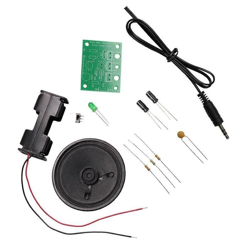 Mono forsterker byggesett, 1 W, med bryter og LED