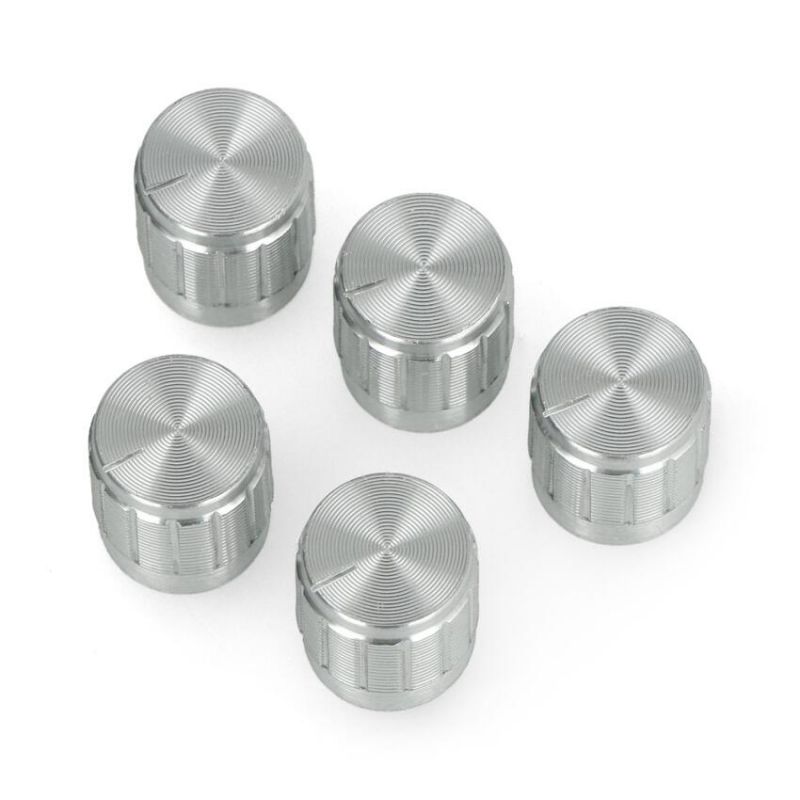 Dreieknotter aluminium sølv Ø15mm, 5 stk for potensiometer