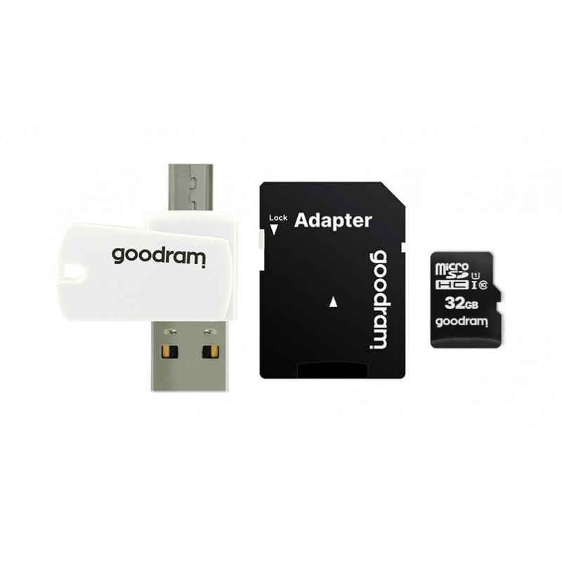 Goodram 32 GB microSD-minnekort med SD-adapter og OTG-kortleser